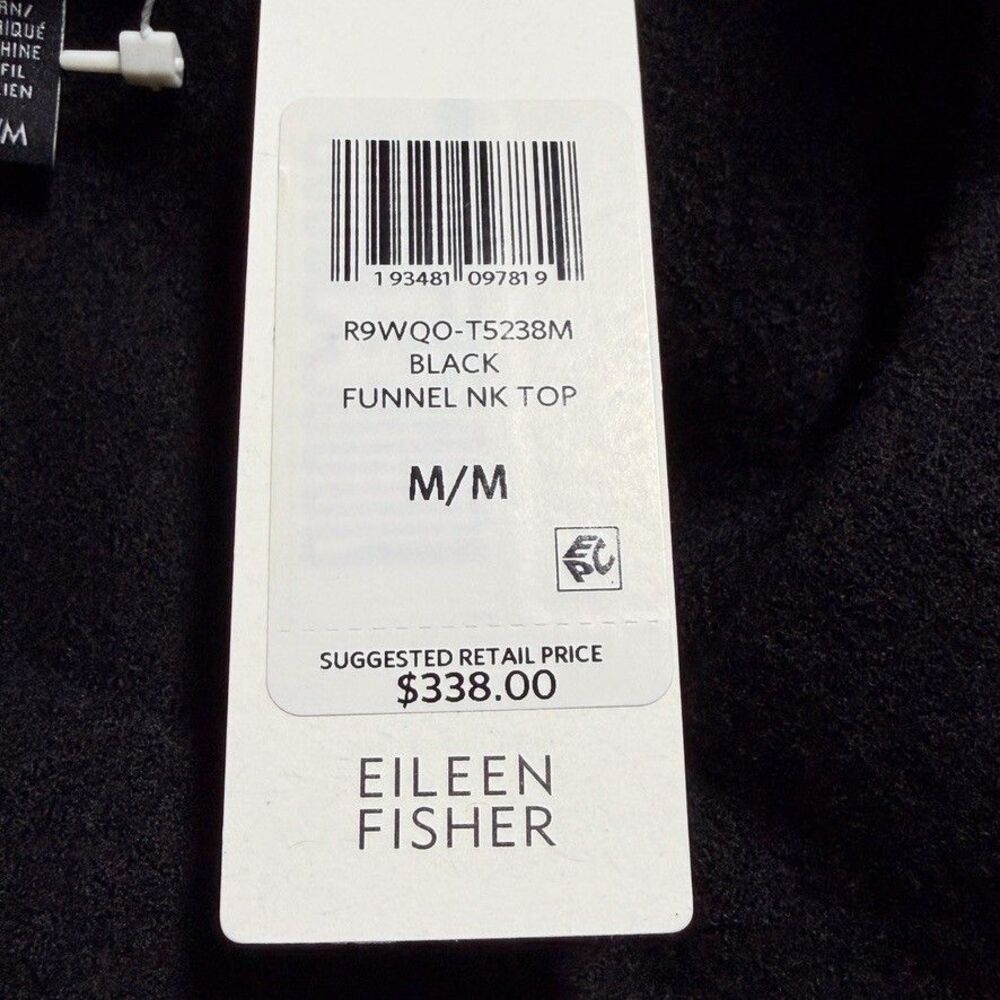 NWT Eileen Fisher Lightweight Boiled Wool Funnel Neck Top Black Size Medium - Picture 6 of 16